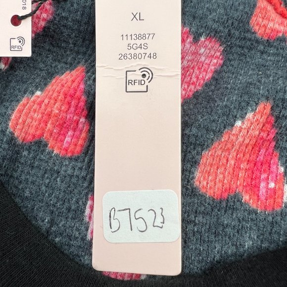 Victoria's Secret Women's Valentines Hearts Thermal Sleepshirt Black Red XL NWT - Picture 5 of 5